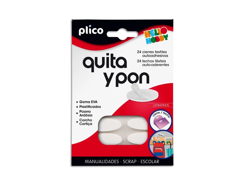 Velcro adhesivo ovalado plico quita y pon blister de 24 unidades