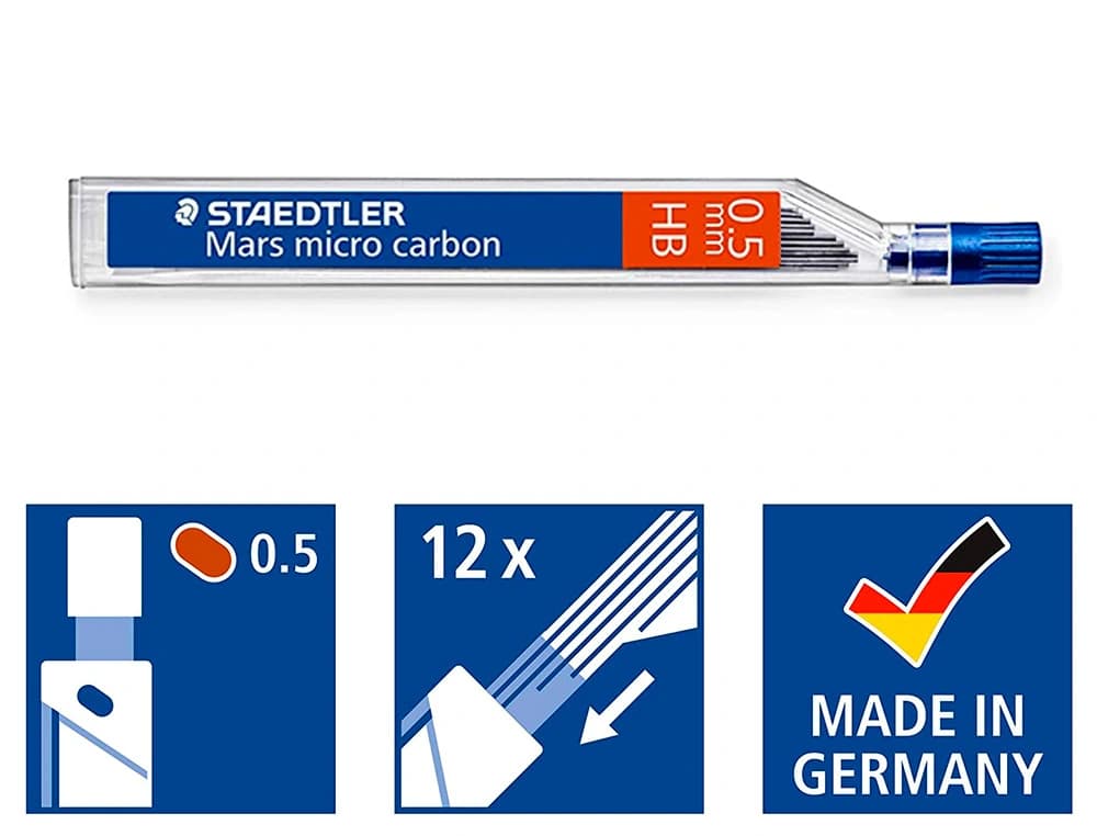 Minas staedtler mars micro grafito 0,5 mm hb tubo con 12 minas
