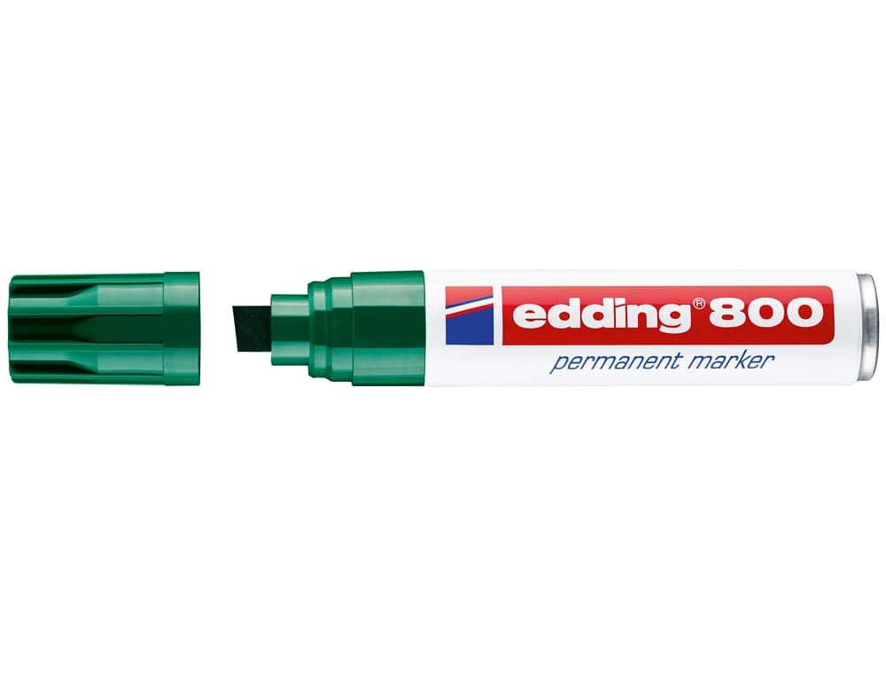 Rotulador permanente Edding 800 de punta biselada de 12 mm – Verde