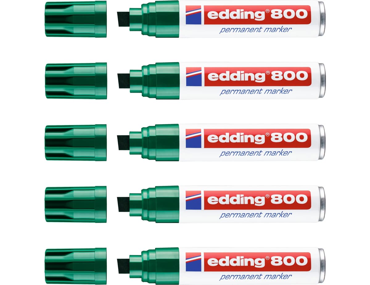Rotulador permanente Edding 800 de punta biselada de 12 mm – Verde