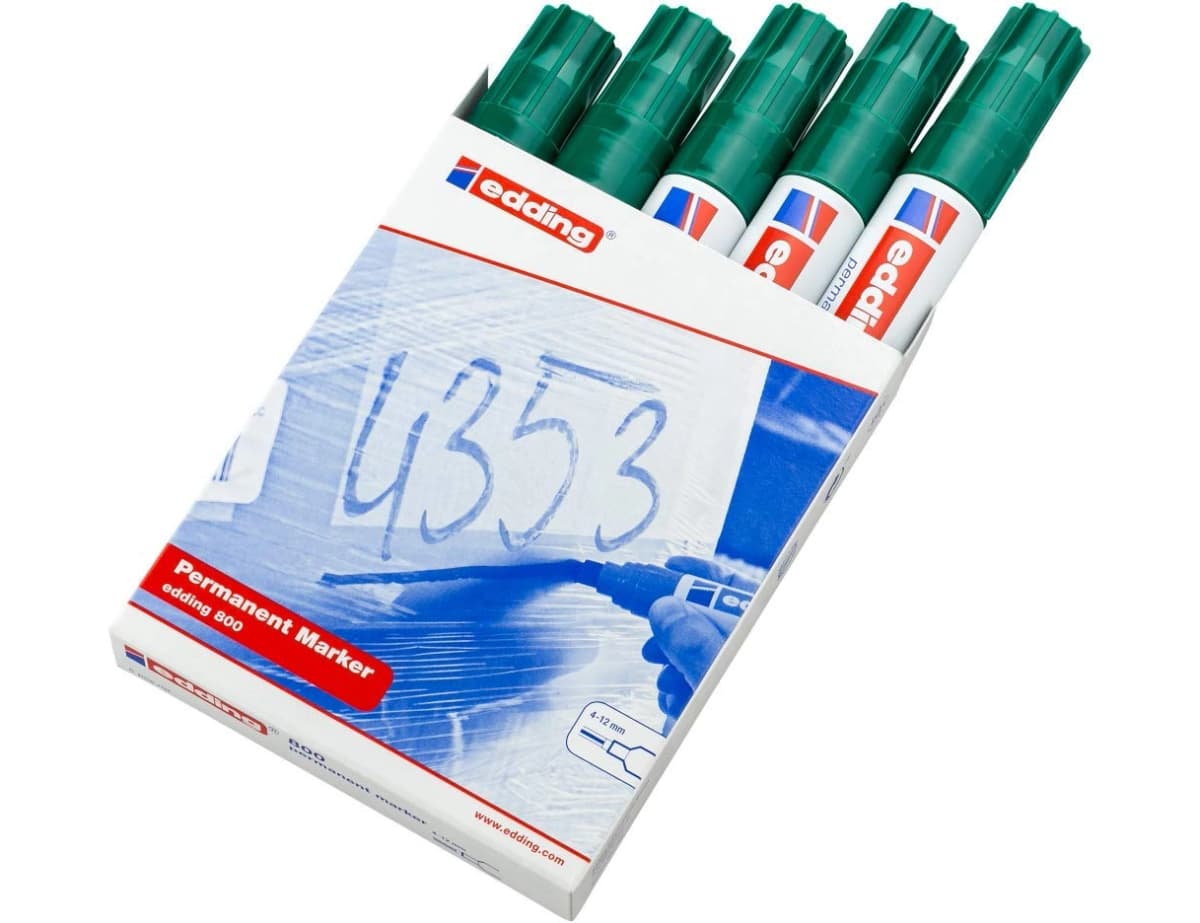 Rotulador permanente Edding 800 de punta biselada de 12 mm – Verde