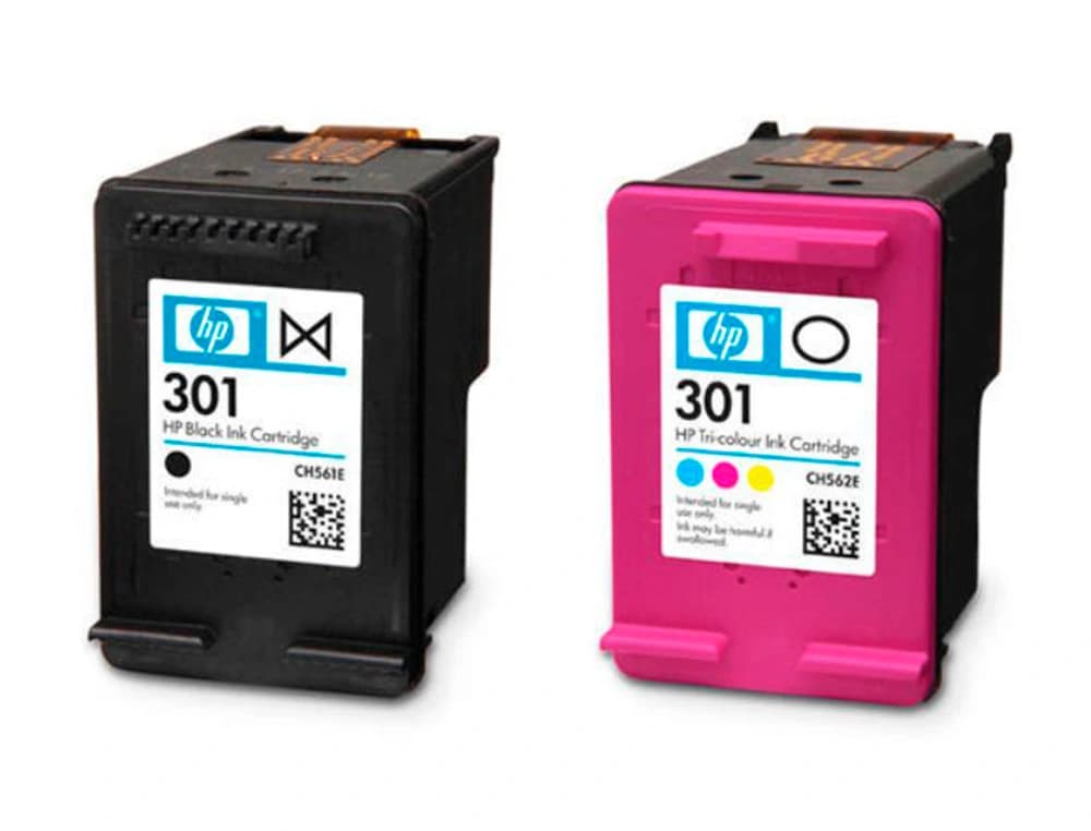 Ink jet hp 301 pack con tinta negra y tinta tricolor 1000/1001 3000/ 3050/3050se/3050ve 1050a/2050a/2054a/3050a