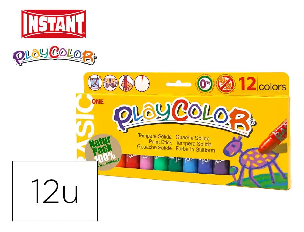 Instant Témpera sólida en barra playcolor escolar caja de 12 colores surtidos