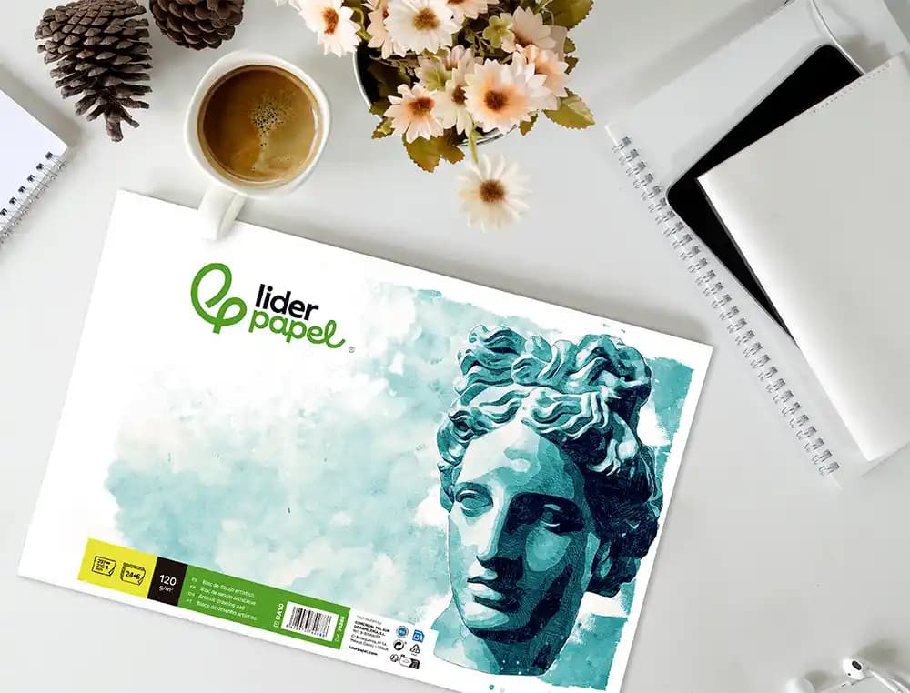 Bloc dibujo liderpapel artistico encolado 210x297 mm 30 hojas 120g/m2 sin recuadro