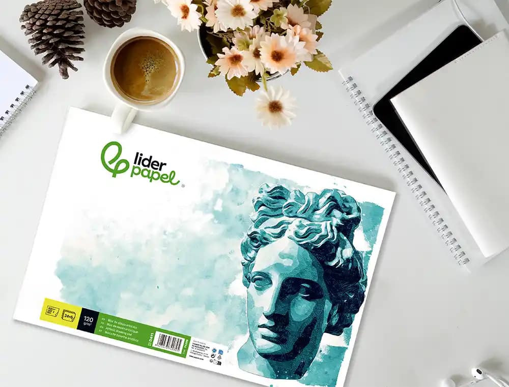 Bloc dibujo liderpapel artistico encolado 297x420 mm 30 hojas 120g/m2 sin recuadro