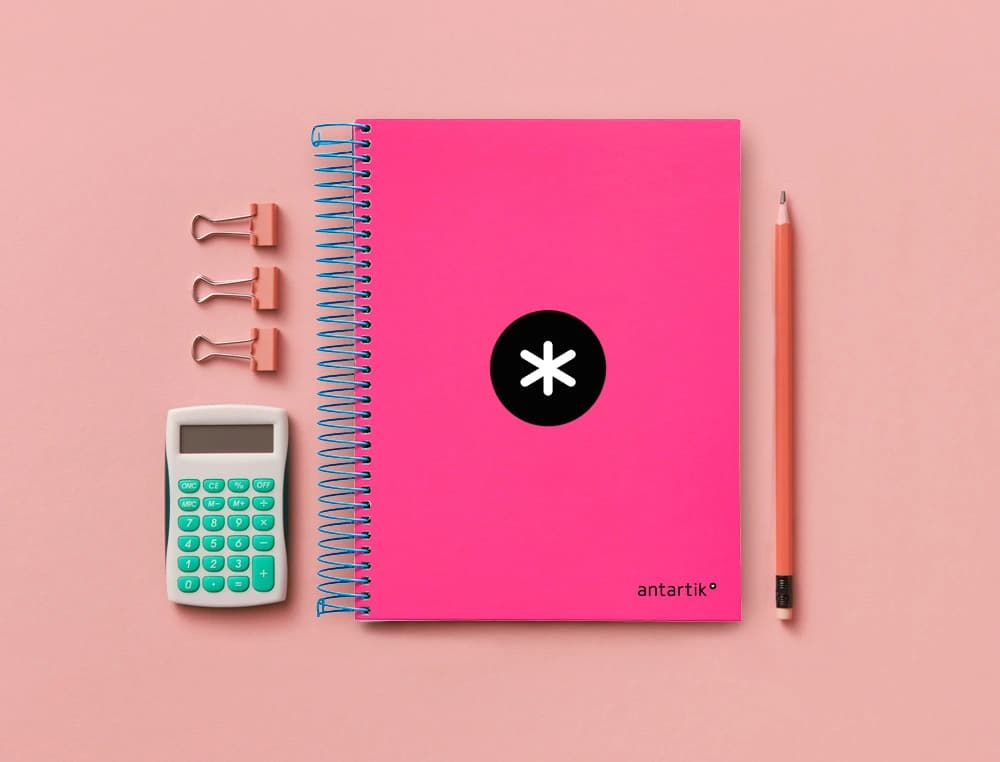 Cuaderno espiral a5 micro antartik tapa forrada120h 90 gr cuadro 5mm 5 bandas6 taladros