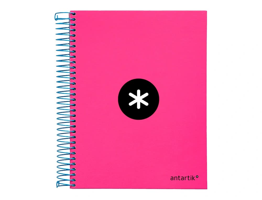 Cuaderno espiral a5 micro antartik tapa forrada120h 90 gr cuadro 5mm 5 bandas6 taladros