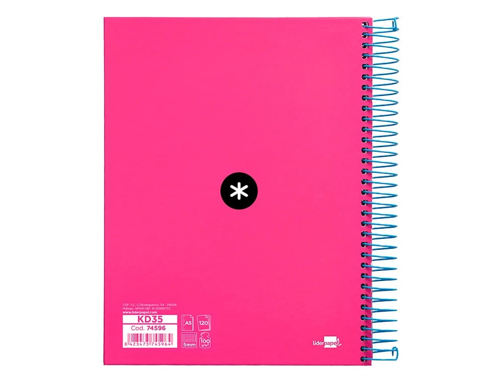 Cuaderno espiral a5 micro antartik tapa forrada120h 90 gr cuadro 5mm 5 bandas6 taladros