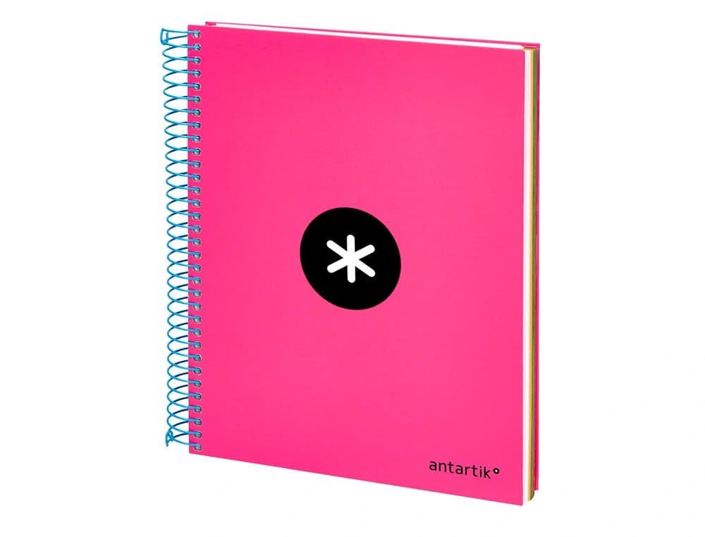 Cuaderno espiral a5 micro antartik tapa forrada120h 90 gr cuadro 5mm 5 bandas6 taladros