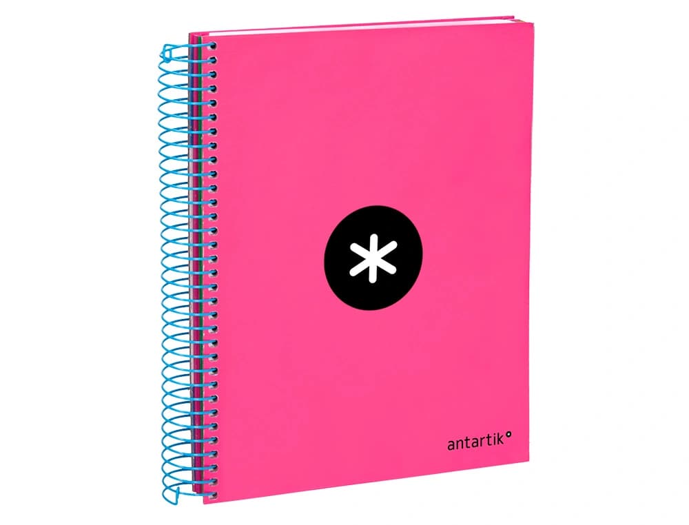 Cuaderno espiral a5 micro antartik tapa forrada120h 90 gr cuadro 5mm 5 bandas6 taladros
