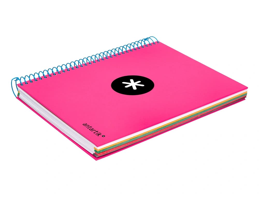 Cuaderno espiral a5 micro antartik tapa forrada120h 90 gr cuadro 5mm 5 bandas6 taladros