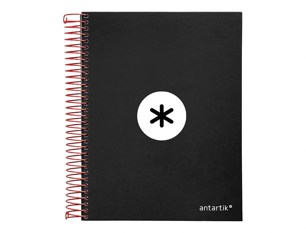 Cuaderno espiral a5 micro antartik tapa forrada120h 90 gr cuadro 5mm 5 bandas6 taladros