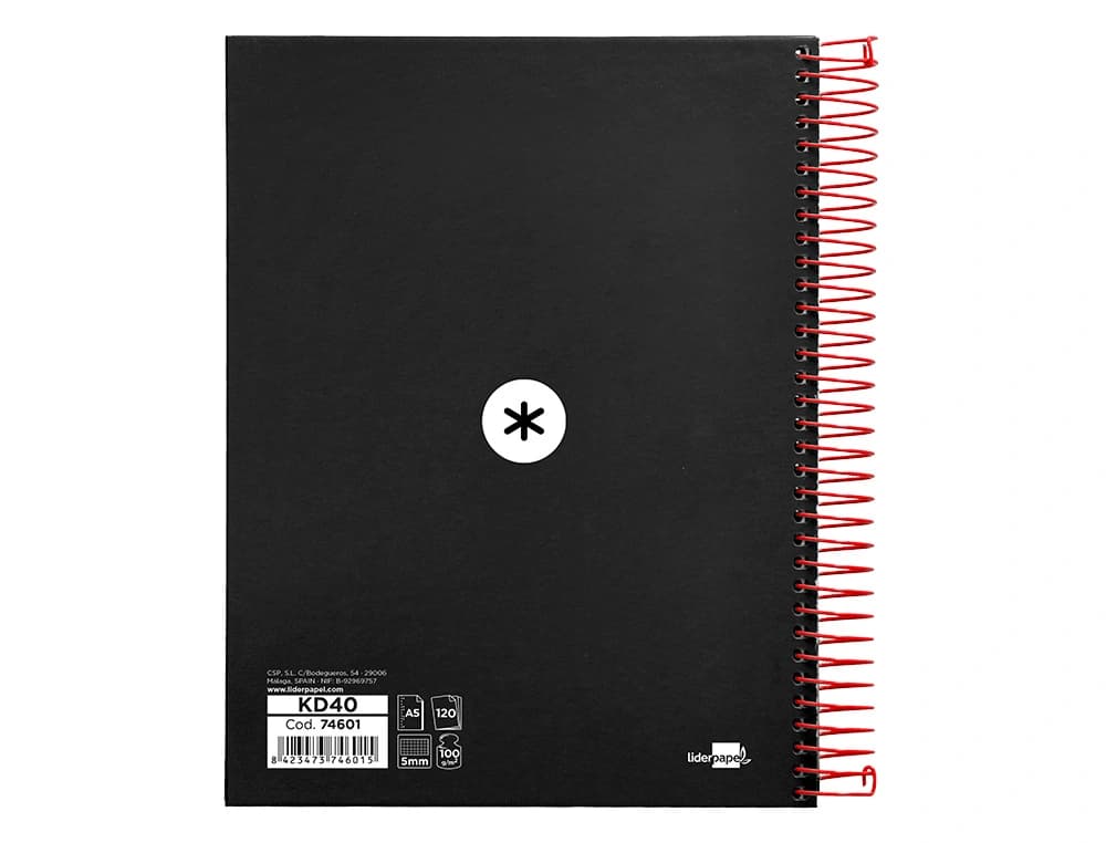 Cuaderno espiral a5 micro antartik tapa forrada120h 90 gr cuadro 5mm 5 bandas6 taladros