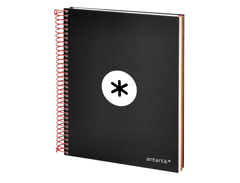 Cuaderno espiral a5 micro antartik tapa forrada120h 90 gr cuadro 5mm 5 bandas6 taladros