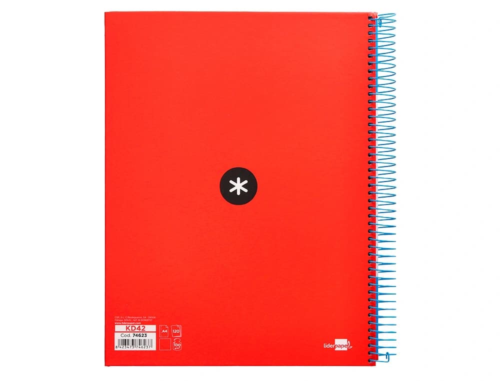 Cuaderno espiral a4 micro antartik tapa forrada 120h 90 gr liso con bandas 4 taladros