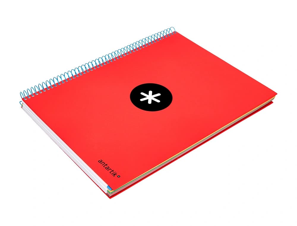 Cuaderno espiral a4 micro antartik tapa forrada 120h 90 gr liso con bandas 4 taladros