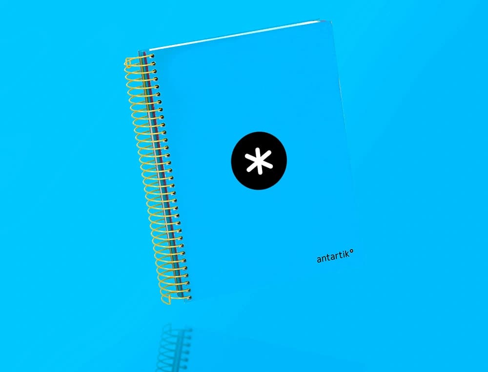Cuaderno espiral a5 micro antartik tapa forrada 120h 90g liso con bandas 6 taladros