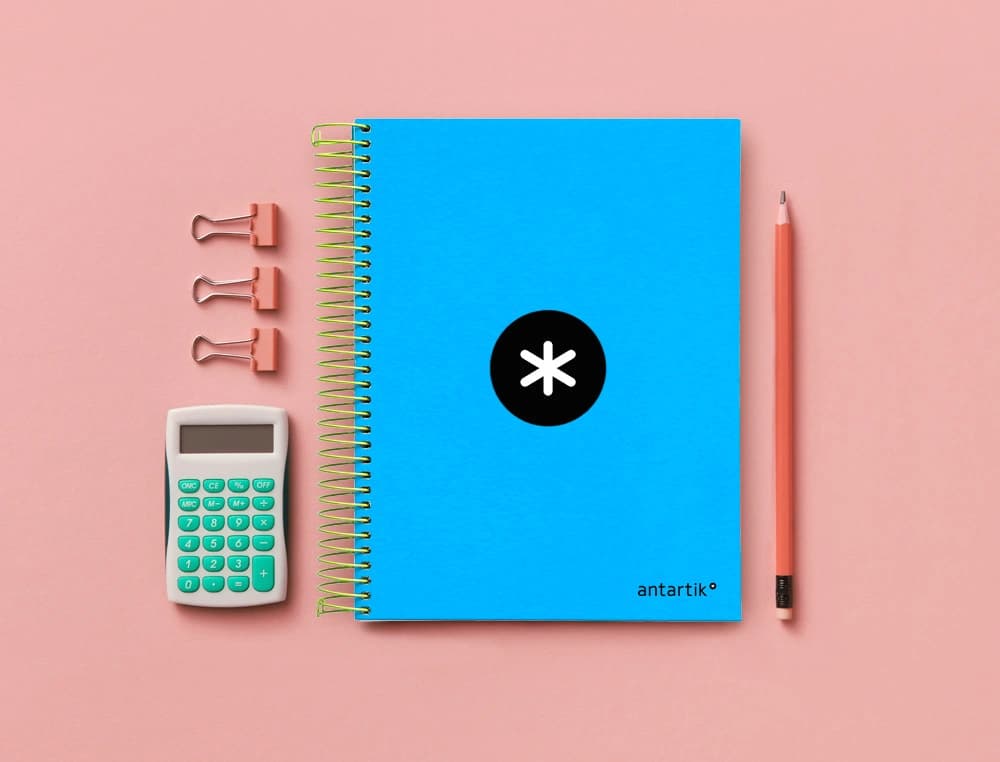 Cuaderno espiral a5 micro antartik tapa forrada 120h 90g liso con bandas 6 taladros