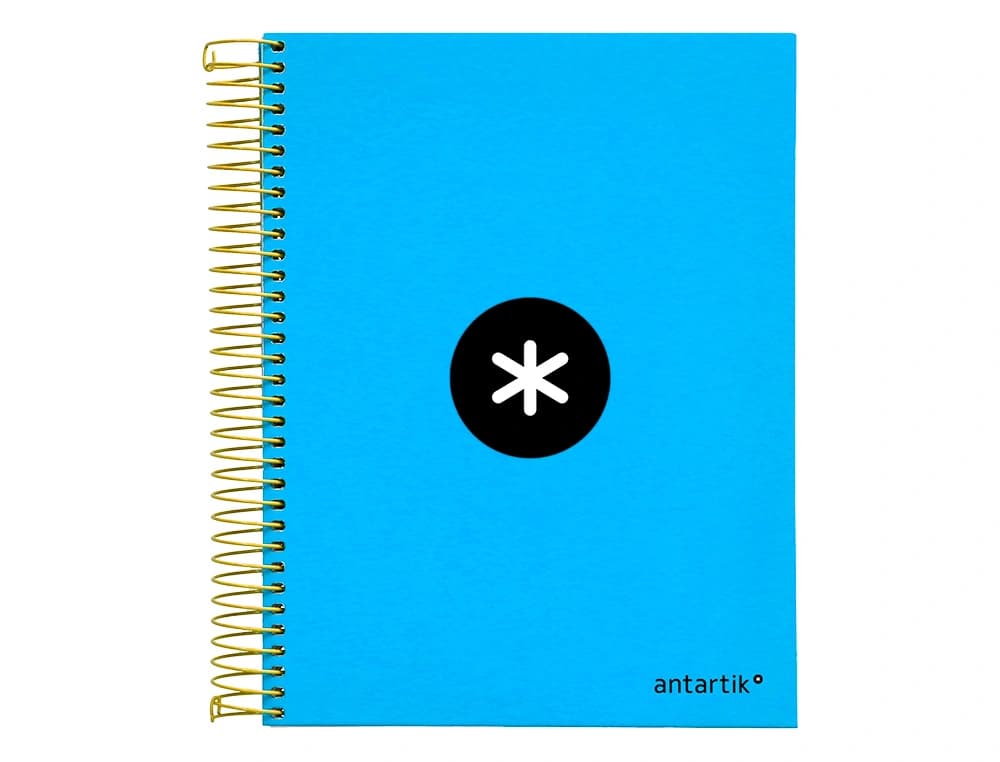 Cuaderno espiral a5 micro antartik tapa forrada 120h 90g liso con bandas 6 taladros