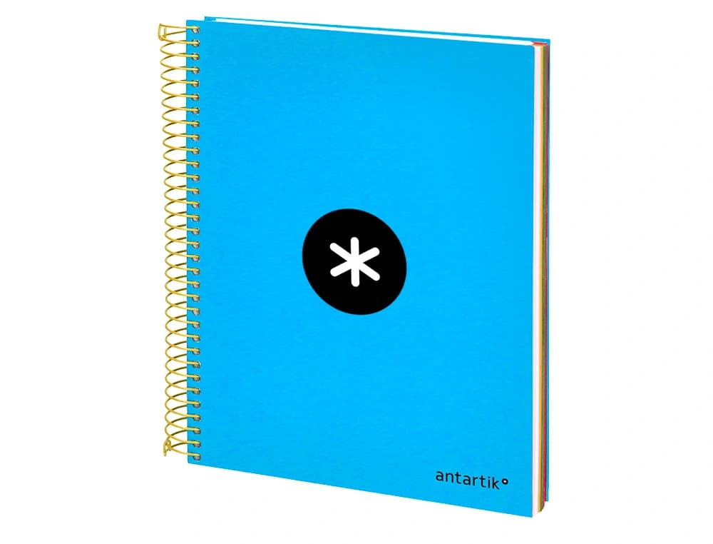Cuaderno espiral a5 micro antartik tapa forrada 120h 90g liso con bandas 6 taladros
