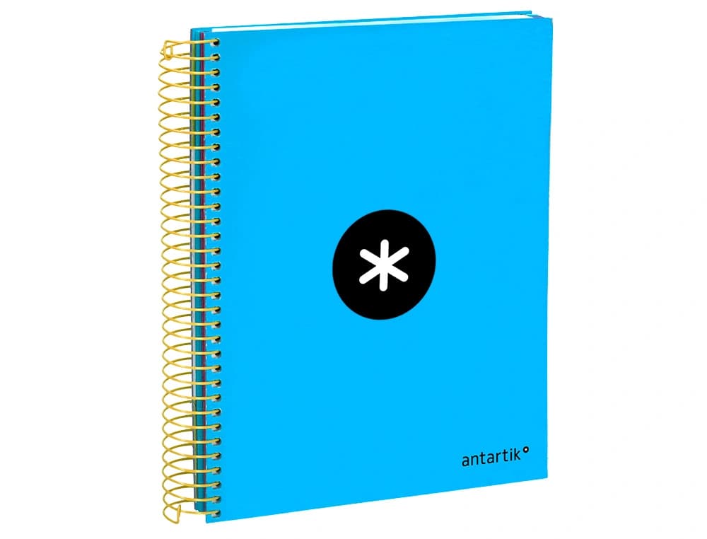 Cuaderno espiral a5 micro antartik tapa forrada 120h 90g liso con bandas 6 taladros