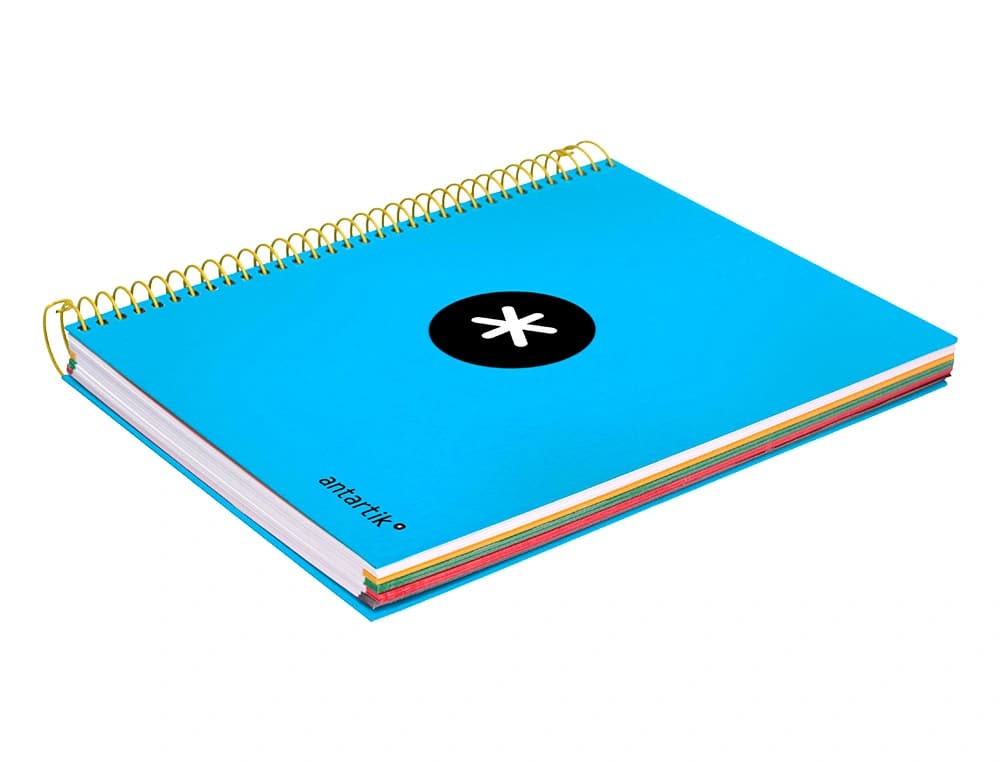 Cuaderno espiral a5 micro antartik tapa forrada 120h 90g liso con bandas 6 taladros