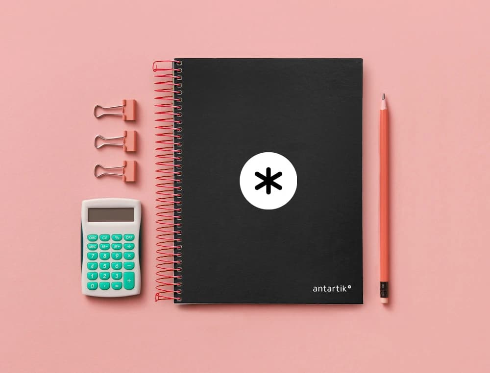 Cuaderno espiral a5 micro antartik tapa forrada 120h 90g liso con bandas 6 taladros