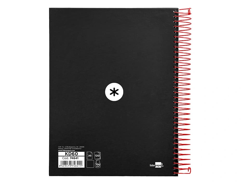 Cuaderno espiral a5 micro antartik tapa forrada 120h 90g liso con bandas 6 taladros