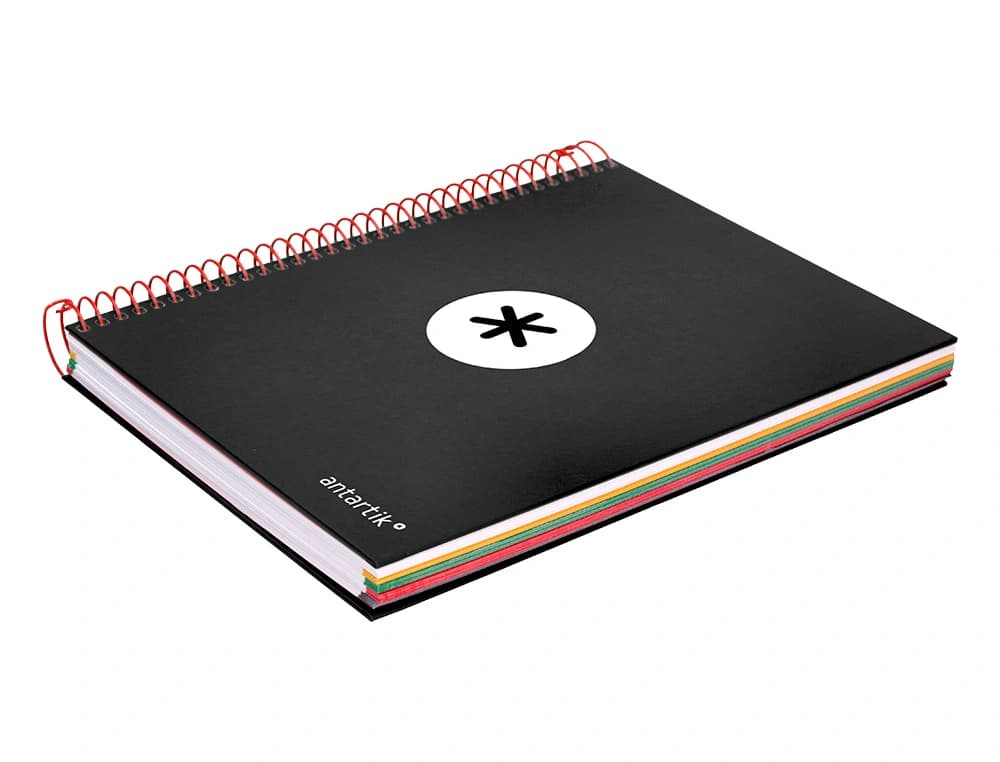 Cuaderno espiral a5 micro antartik tapa forrada 120h 90g liso con bandas 6 taladros
