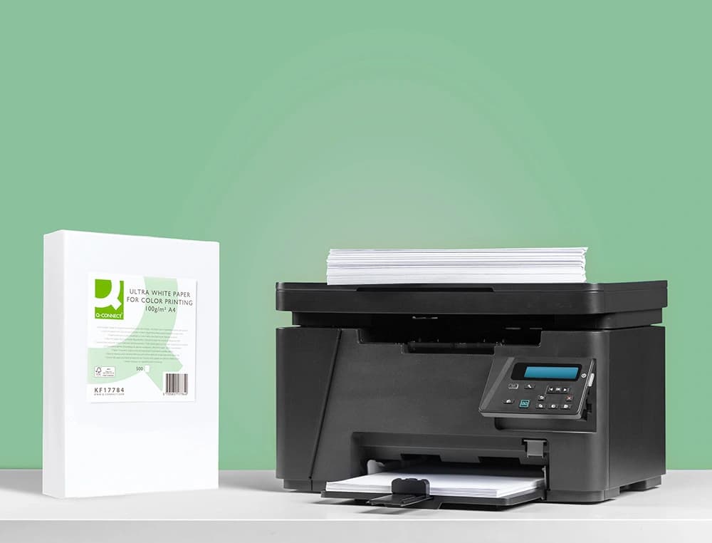 Papel fotocopiadora q-connect ultra white 100 gramos paquete de 500 hojas