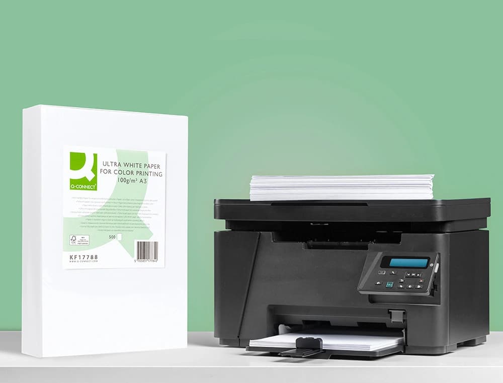 Papel fotocopiadora q-connect ultra white 100 gramos paquete de 500 hojas
