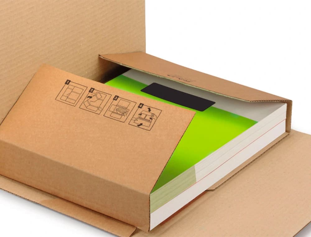 Caja para embalar libros q-connect carton reciclado canal simple 3 mm color kraft 520x390x140 mm