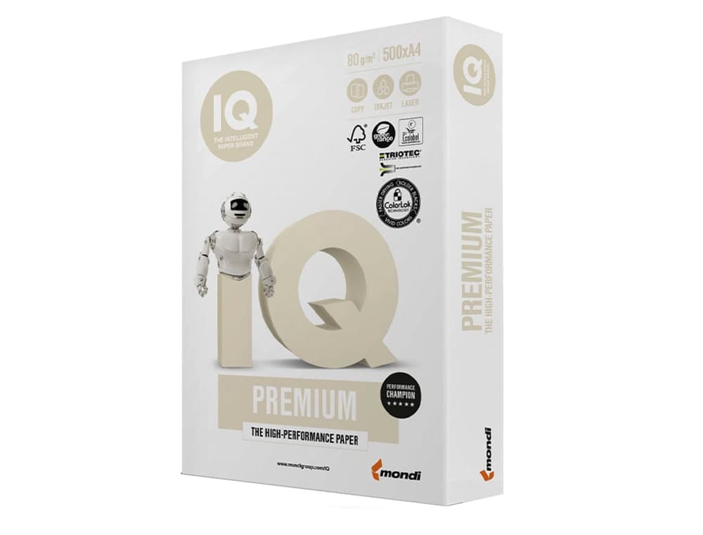 Papel fotocopiadora iq premium 80 gramos paquete de 500 hojas