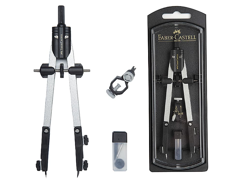 Compas faber castell escolar de ajuste rapido con adaptador universal
