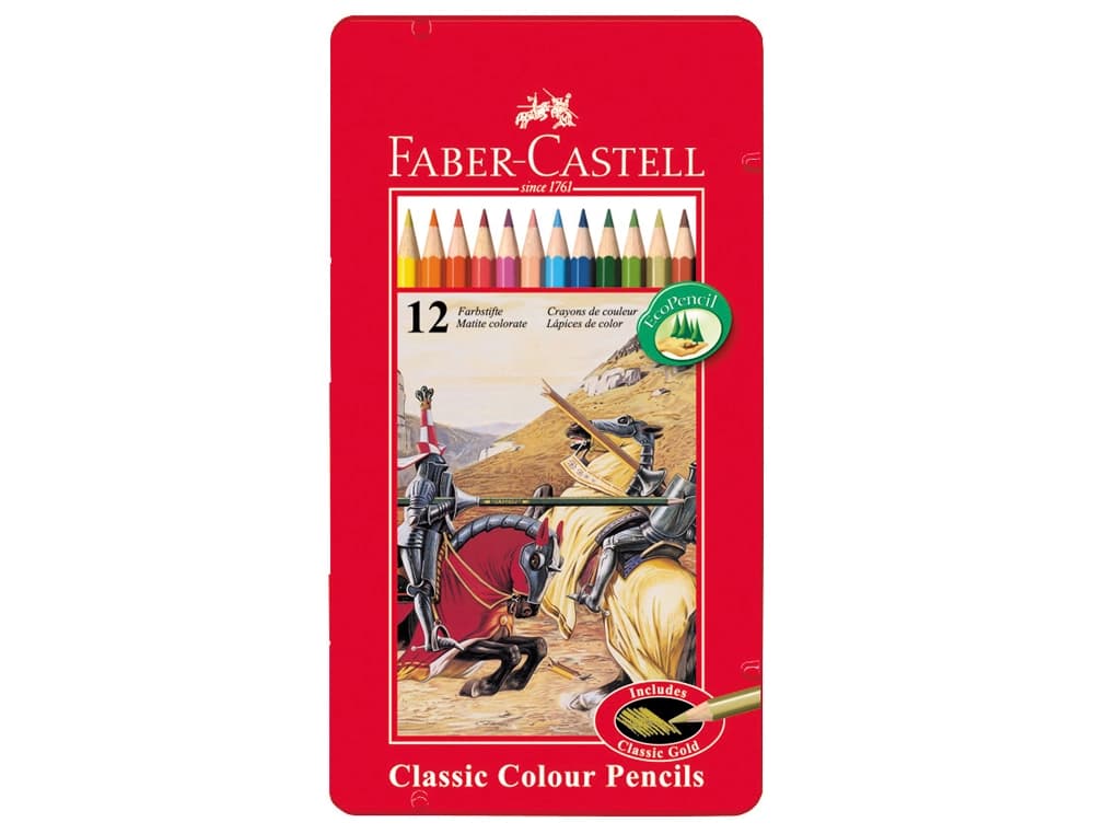Lapices de colores faber castell caja metalica de 12 colores surtidos