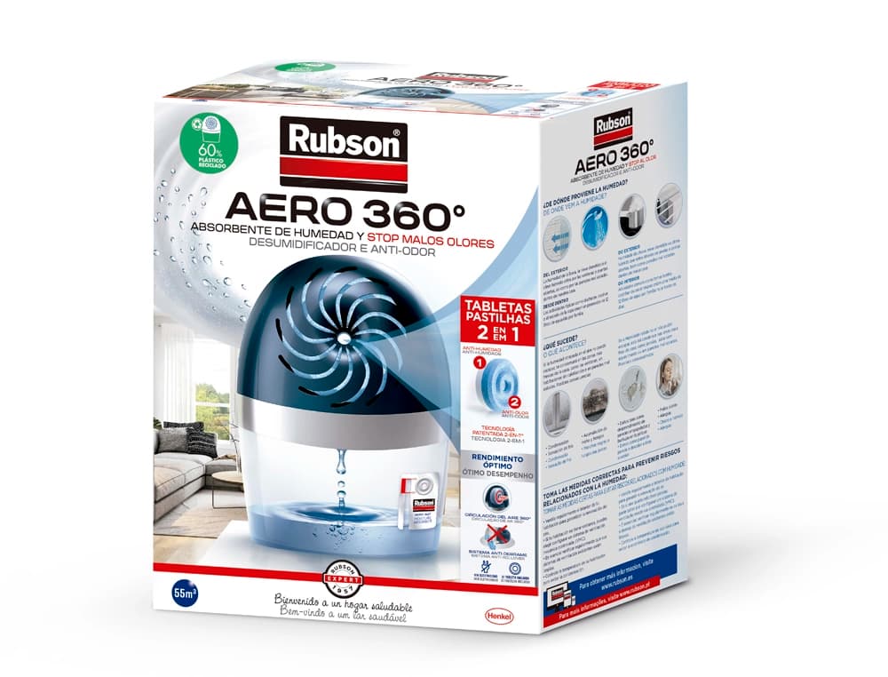 Rubson Deshumidificador Rubson aero 360º + pastilla recambio gratis 189x118x241 mm