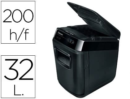 Fellowes Destructora de documentos fellowes automax 200c capacidad de corte 200 hojas destruye clips tarjetas y cd
