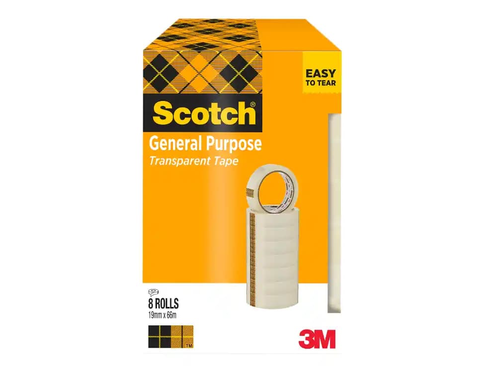 Cinta adhesiva scotch transparente 66 mt x 19 mm pack de 8 unidades