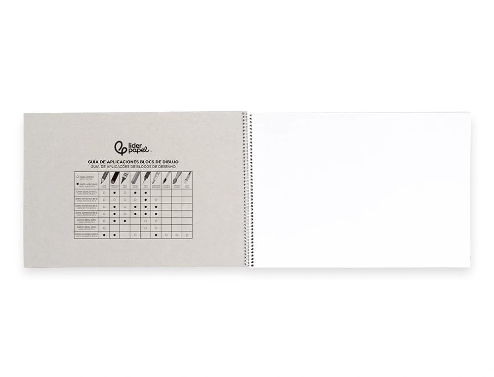 Bloc dibujo liderpapel artistico espiral 230x325mm 20 hojas 180g/m2 sin recuadro perforado