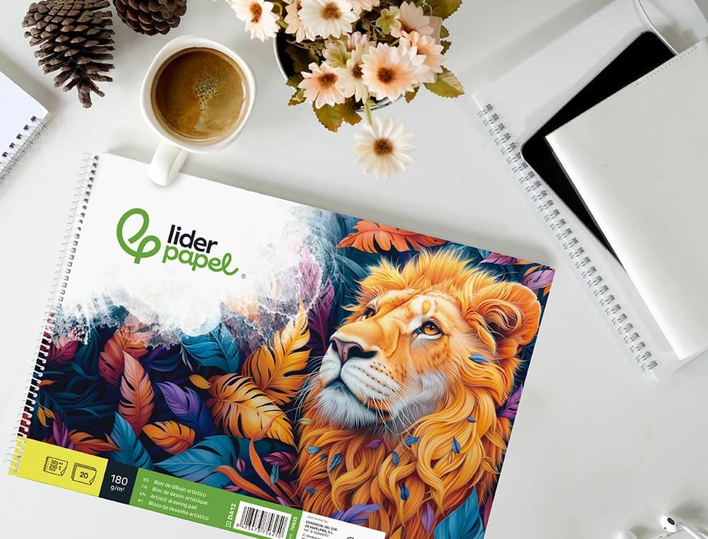 Bloc dibujo liderpapel artistico espiral 230x325mm 20 hojas 180g/m2 sin recuadro perforado