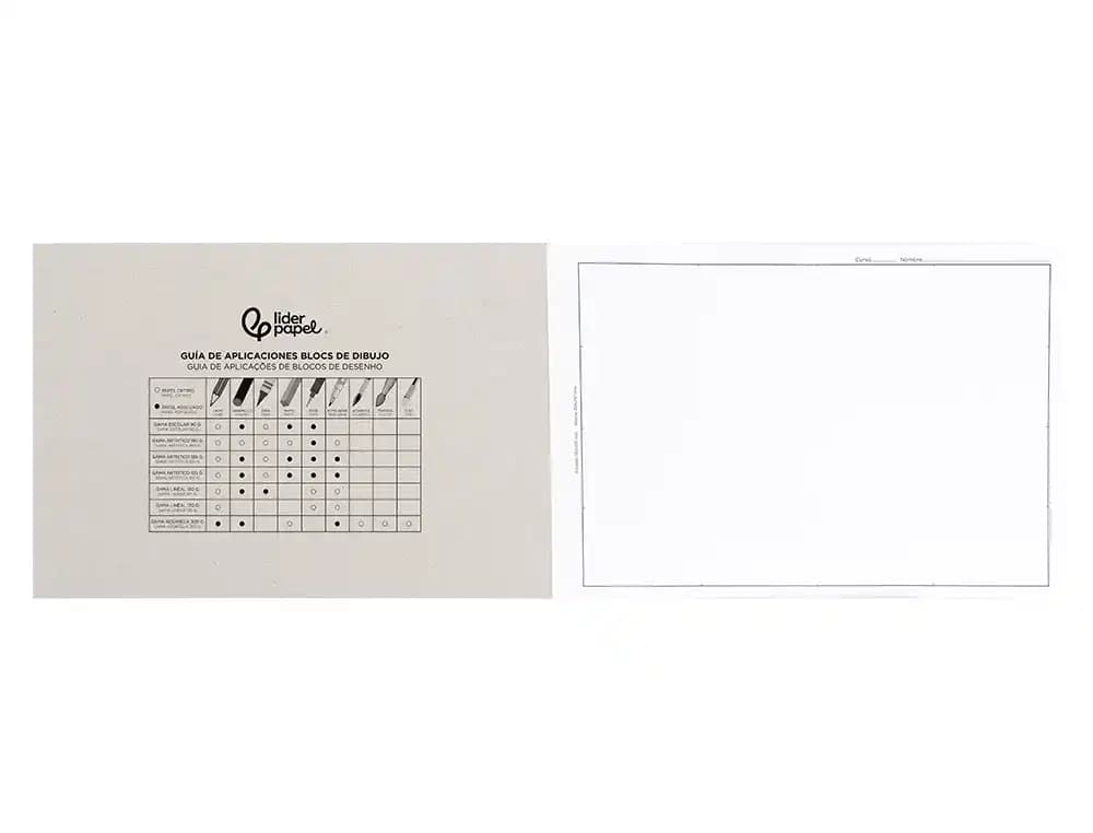 Bloc dibujo liderpapel lineal encolado 230x325mm 20 hojas 180 gr/m2 con recuadro