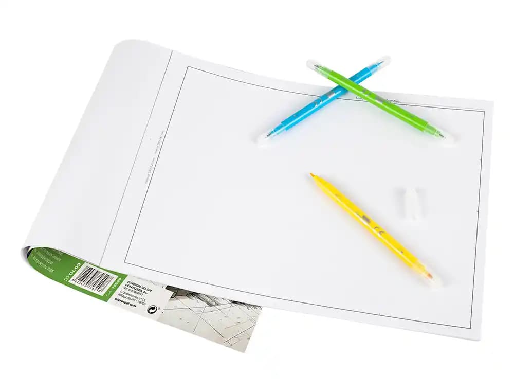 Bloc dibujo liderpapel lineal encolado 230x325mm 20 hojas 180 gr/m2 con recuadro