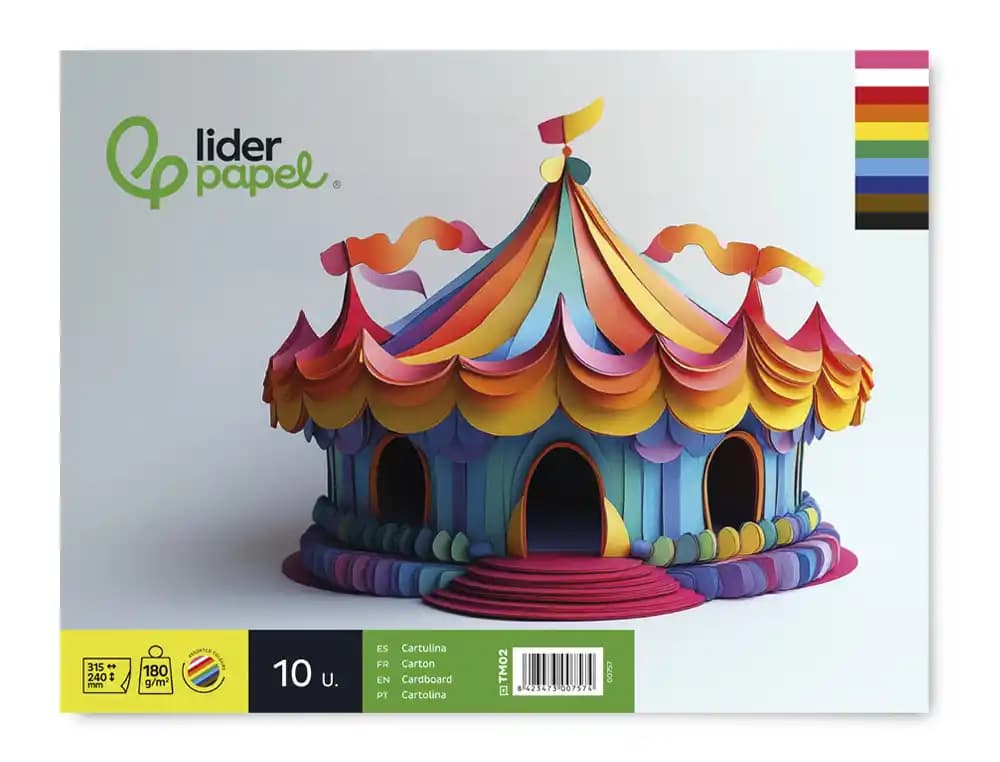 Bloc trabajos manuales liderpapel cartulina 240x315mm 10 hojas colores surtidos