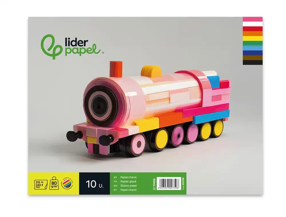 Bloc trabajos manuales liderpapel charol 240x315mm 10 hojas colores surtidos