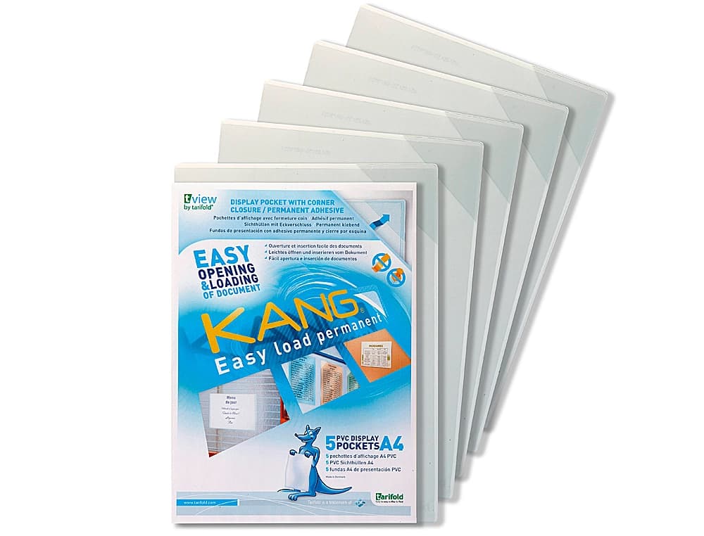Funda de presentacion djois adhesiva permanente rigida y anti reflejo din a4 pack 5 unidades