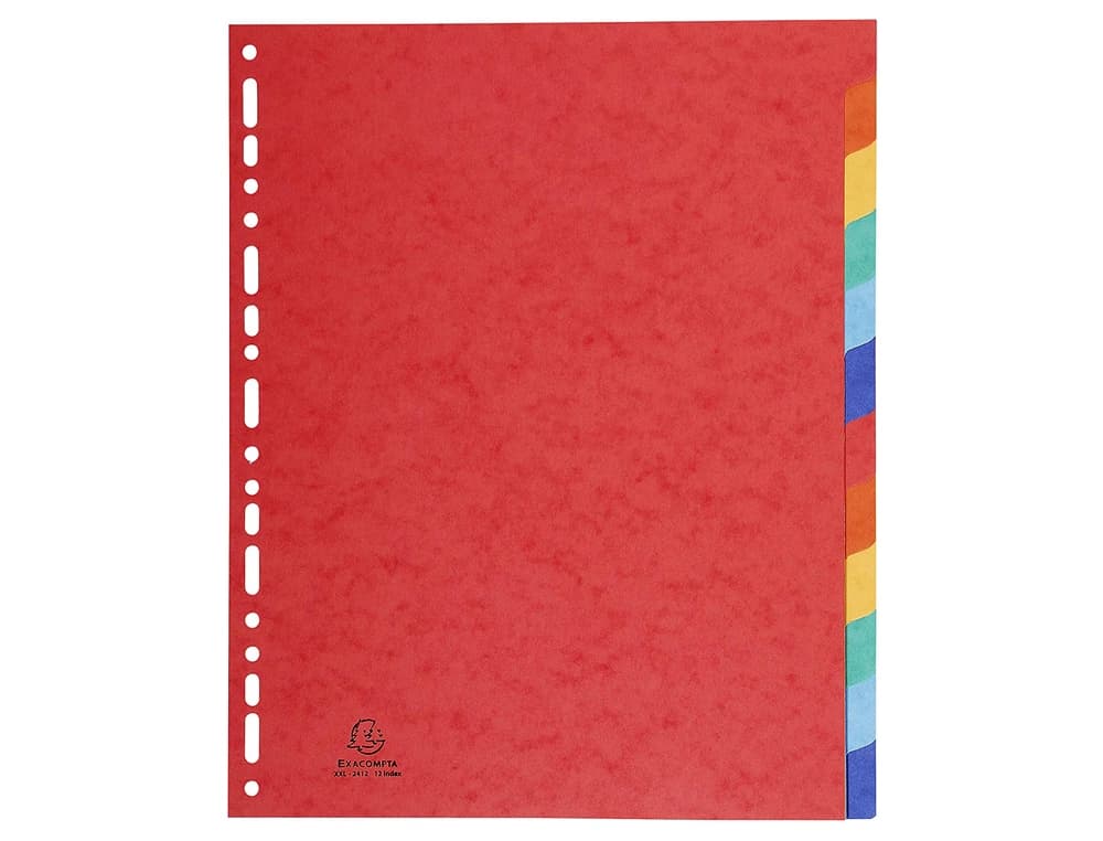 Separador exacompta cartulina simil prespan juego de 12 separadores din a4+ multitaladro colores vivos