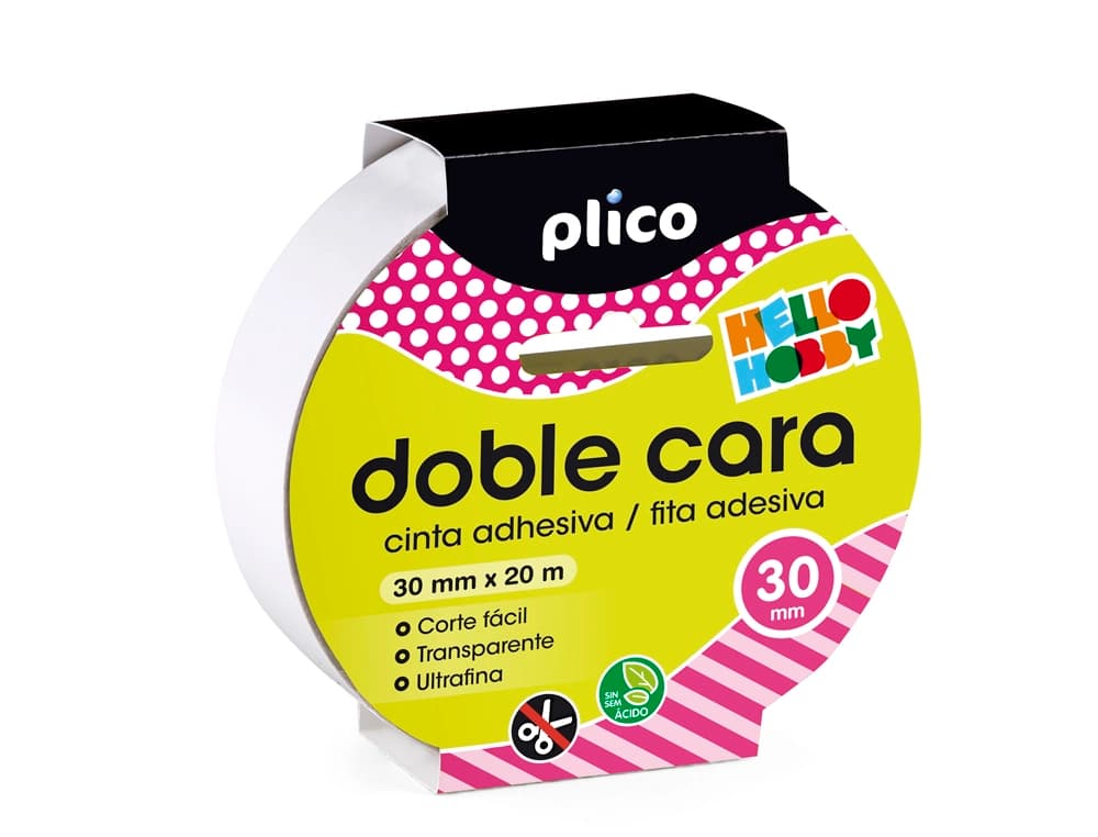 Cinta adhesiva plico doble cara 20 mt x 30 mm