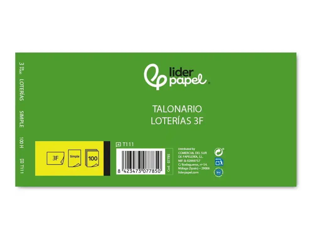 Talonario liderpapel loteria tres en folio 111