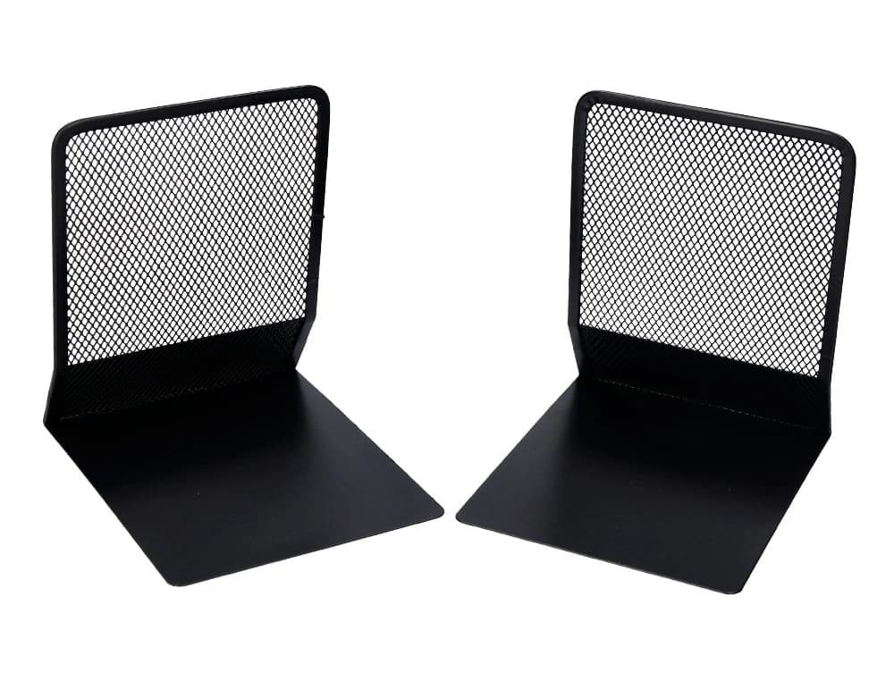 Apoyalibros metalico q-connect kf15098 rejilla negro juego 165x152x135 mm