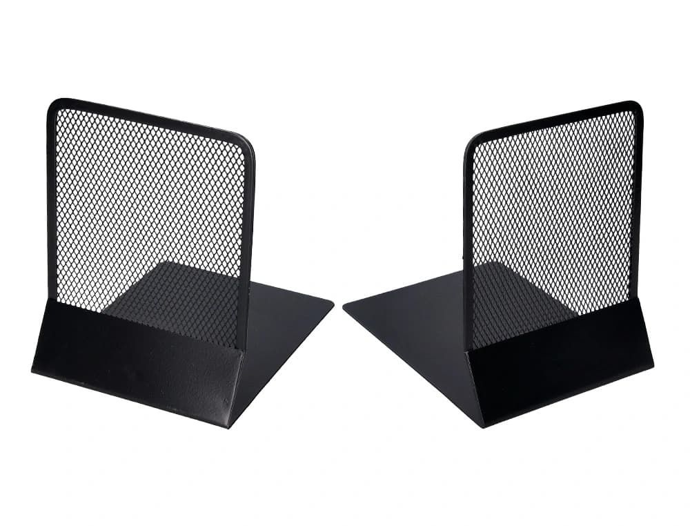 Apoyalibros metalico q-connect kf15098 rejilla negro juego 165x152x135 mm